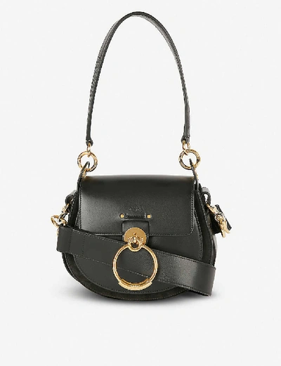Shop Chloé Chloe Womens Black Tess Leather And Suede Cross-body Bag