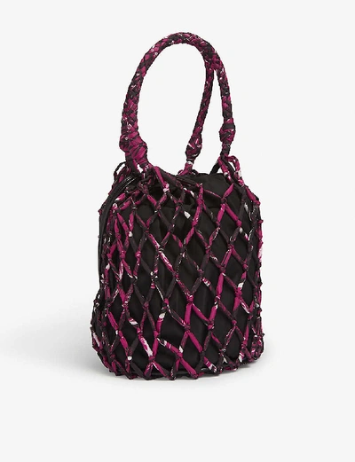 Shop Prada Drawstring Nylon Bucket Bag In Pink