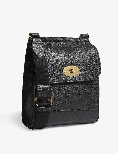 Shop Mulberry Antony Small Grained-leather Messenger Bag In Black