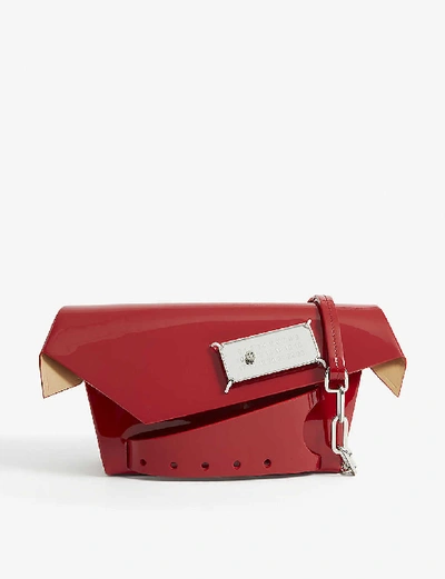 Shop Maison Margiela Small Snatched Leather Bag In True Red