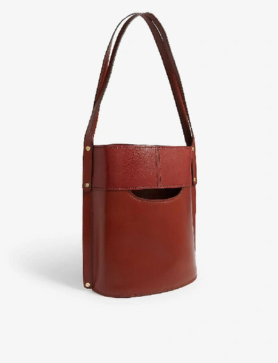 Shop Chloé Aby Leather Medium Bucket Bag In Sepia Brown