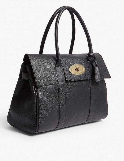 Shop Mulberry Black Brass Ladies Black Brass Leather Bayswater Tote Bag