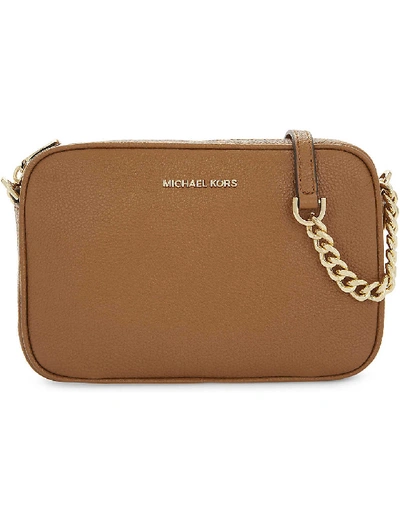 Shop Michael Michael Kors Ginny Leather Cross-body Bag In Acorn