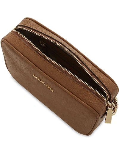 Shop Michael Michael Kors Ginny Leather Cross-body Bag In Acorn