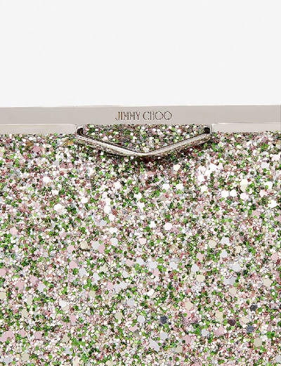 Shop Jimmy Choo Ellipse Coarse Glitter-embellished Clutch In Peppermint
