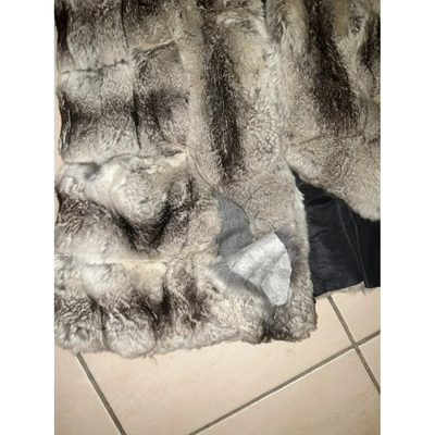 Pre-owned Dior Grey Chinchilla Coat