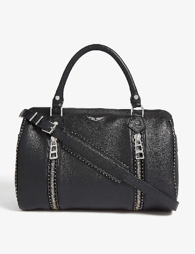 Shop Zadig & Voltaire Zadig&voltaire Noir Sunny Studded Leather Bowling Bag