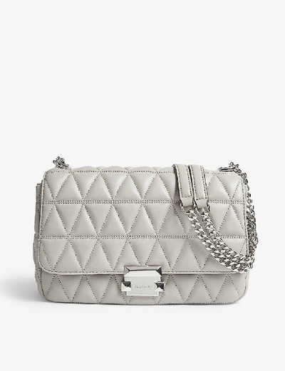 Michael Michael Kors Sloan Large Quilted Shoulder Bag In Pearl Grey |  ModeSens