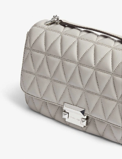 Shop Michael Michael Kors Sloan Large Quilted Shoulder Bag In Pearl Grey