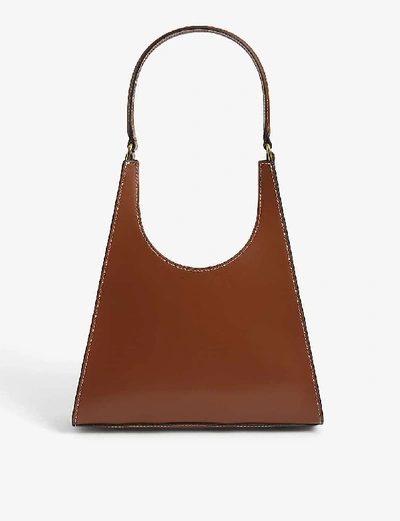 Shop Staud Rey Leather Tote Bag In Tan