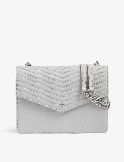 Shop Ted Baker Kalila Envelope Leather Cross-body Bag In Light Grey