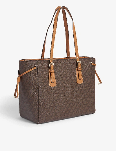 Shop Michael Michael Kors Womens Brown Voyager Coated Canvas Tote