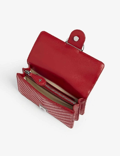 Shop Pinko Mini Love Leather Shoulder Bag In Rosso Tango