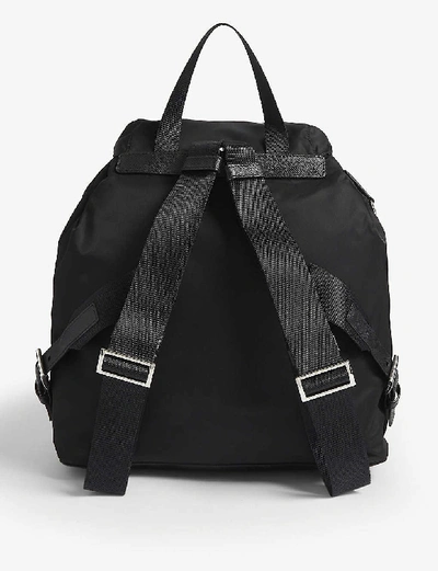 Shop Prada Triangle Logo Nylon Backpack In Black