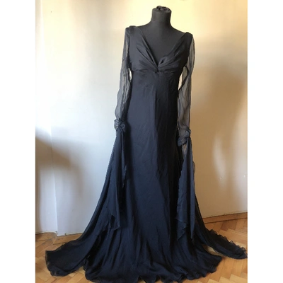 Pre-owned Valentino Silk Maxi Dress In Black