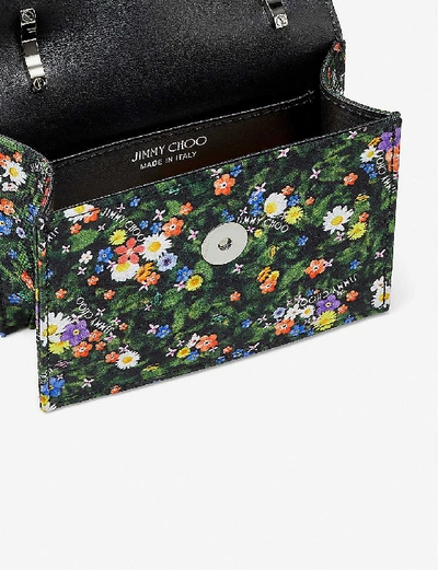 Shop Jimmy Choo Paris Mini Floral-print Silk Cross-body Bag In Multi