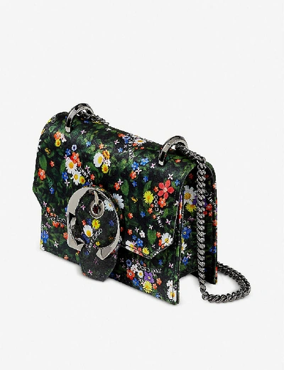 Shop Jimmy Choo Paris Mini Floral-print Silk Cross-body Bag In Multi