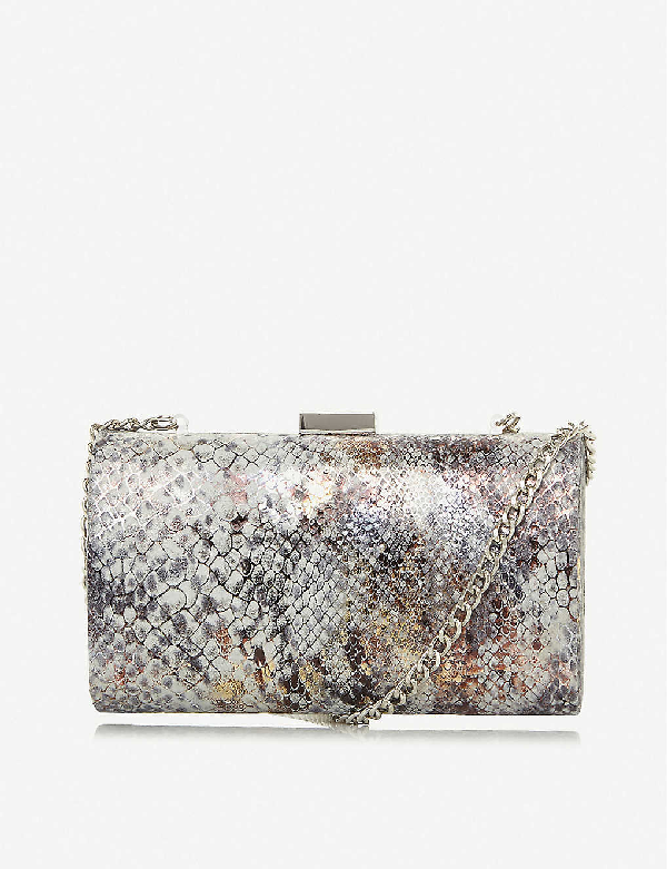 dune grey clutch bag