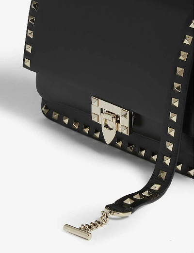 Shop Valentino Rockstud Leather Shoulder Bag In Black