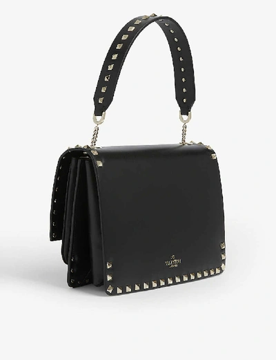 Shop Valentino Rockstud Leather Shoulder Bag In Black