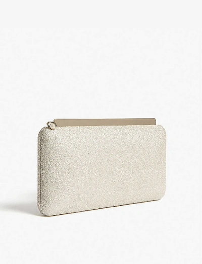 Jimmy Choo Womens Platinum Ice Ellipse Dusty Glitter Clutch In Platinum Ice