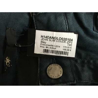 Pre-owned Maje Navy Cotton - Elasthane Jeans