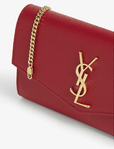 Shop Saint Laurent Uptown Leather Shoulder Bag In Rouge Eros