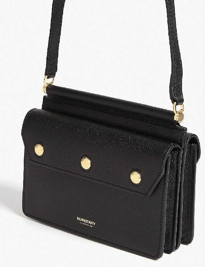 Shop Burberry Title Mini Leather Cross-body Bag In Black