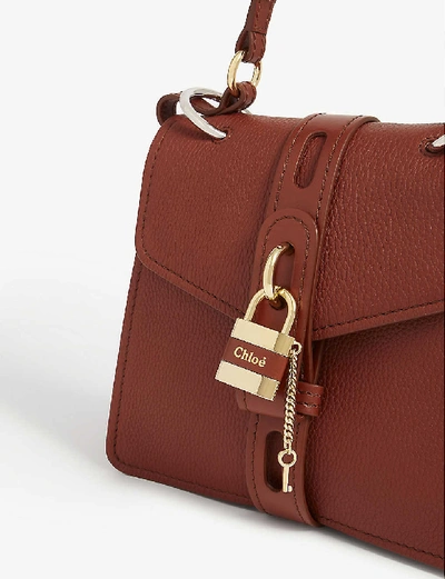 Shop Chloé Aby Pebbled Leather Satchel Bag In Sepia Brown