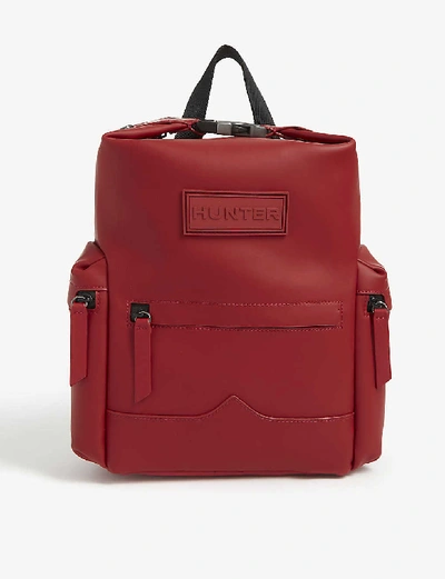 Hunter Original Top Clip Rubberised Leather Backpack In Military Red ModeSens