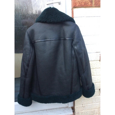 Pre-owned Karl Leather Coat In Green