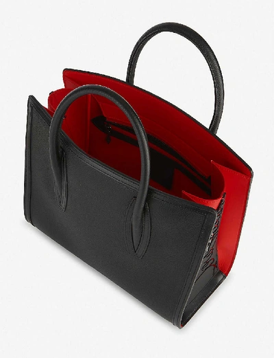 Shop Christian Louboutin Black/black/black Paloma S Medium Leather Tote Bag