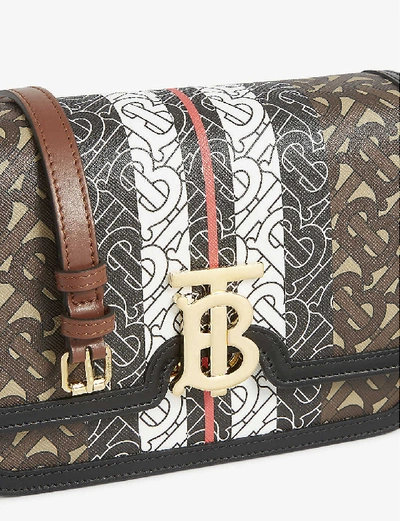 Shop Burberry Tb Monogram E-canvas Small Cross-body Bag In Bridle Brown