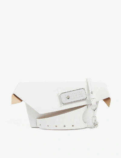 Shop Maison Margiela Snatched Small Leather Shoulder Bag In White