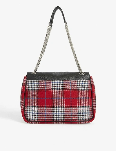 Shop Mulberry Darley Small Leather And Tartan Shoulder Bag In Scarlet