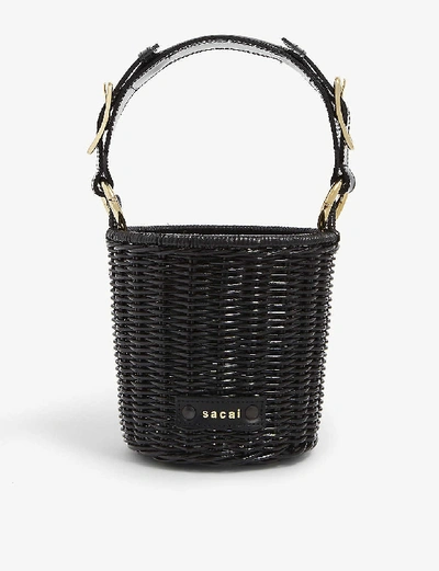 Shop Sacai Rattan Basket Bag In Black