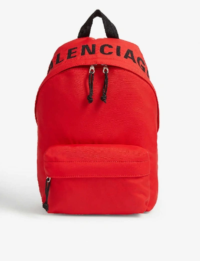 Shop Balenciaga Wheel Logo-print Woven Backpack