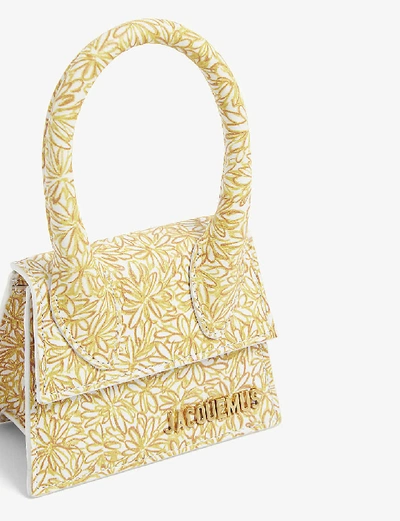 Shop Jacquemus Le Chiquito Mini Leather Top Handle Bag In Print Orange Flowers