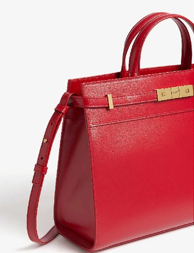 Shop Saint Laurent Manhattan Leather Tote In Red Gold