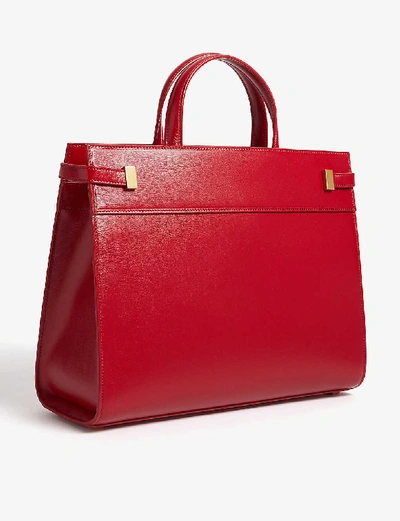 Shop Saint Laurent Manhattan Leather Tote In Red Gold