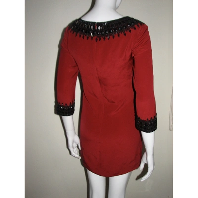 Pre-owned Marchesa Silk Mini Dress In Red