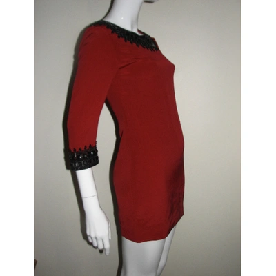 Pre-owned Marchesa Silk Mini Dress In Red