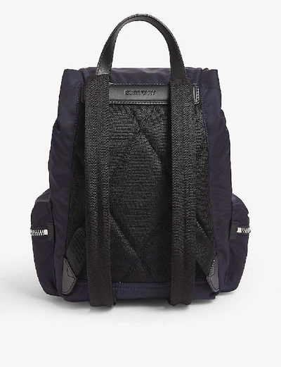 Shop Burberry Medium Logo-print Nylon Backpack In Navy