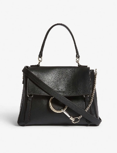 Shop Chloé Faye Day Small Grained Leather Shoulder Bag In Black