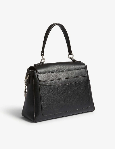 Shop Chloé Faye Day Small Grained Leather Shoulder Bag In Black