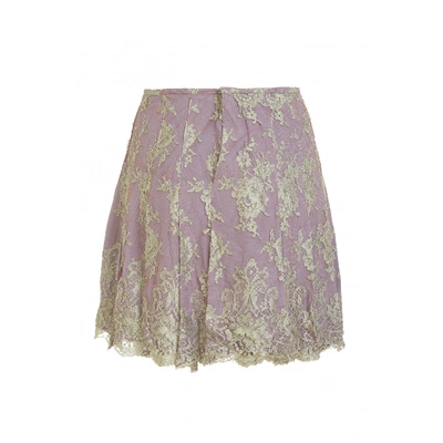 Pre-owned Dolce & Gabbana Silk Mini Skirt In Purple