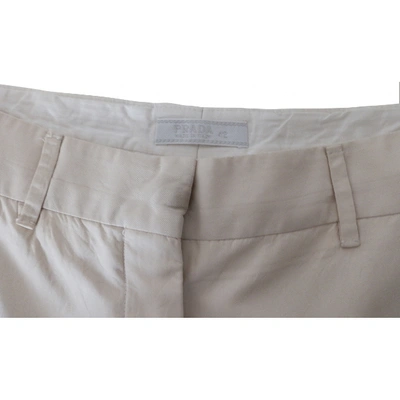 Pre-owned Prada Silk Straight Pants In Ecru