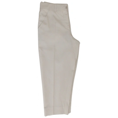 Pre-owned Prada Silk Straight Pants In Ecru