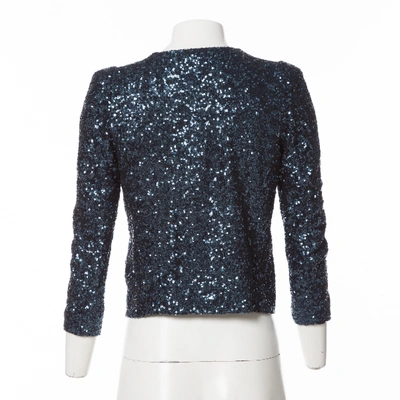 Pre-owned Maje Glitter Biker Jacket In Navy