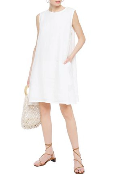 Shop American Vintage Ficobay Belted Linen Mini Dress In Ivory